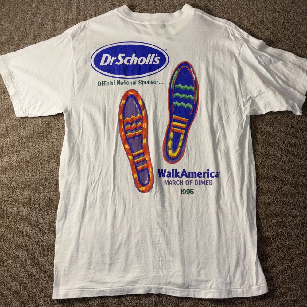 1995 Dr. Scholl’s Men’s Vintage T-shirt Promo Walk America Single Stitch Large